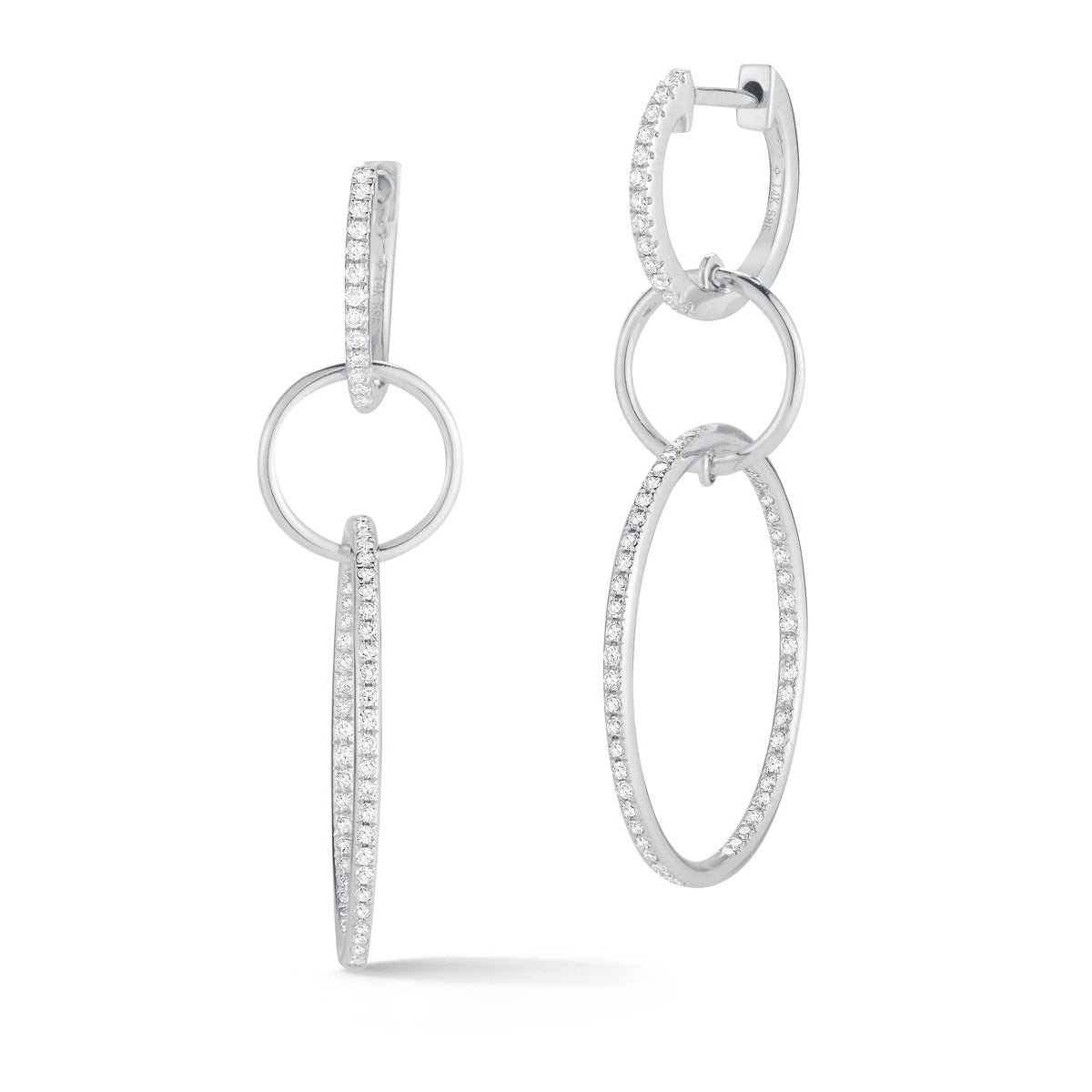 Triple hoop dangle earrings top