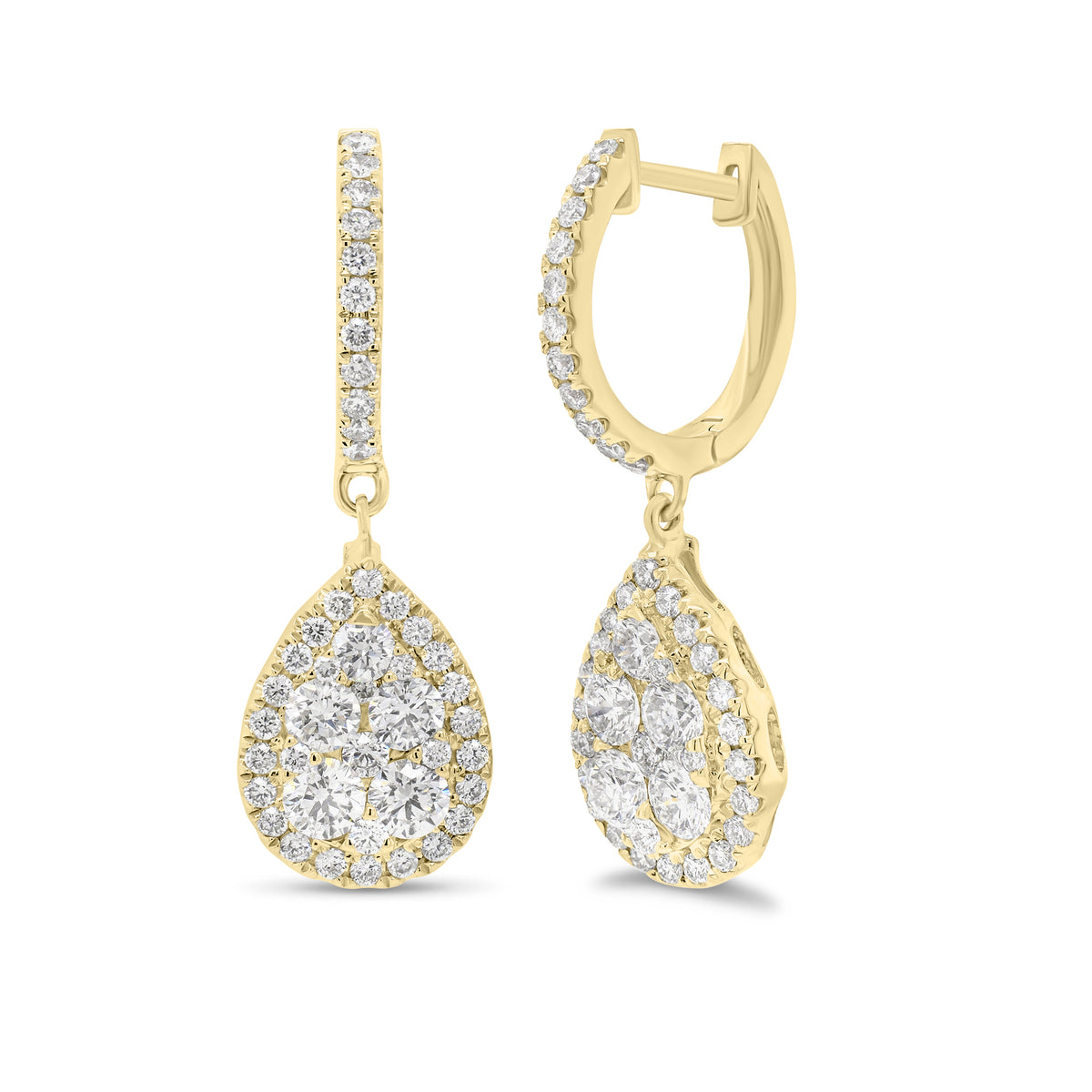 18k YG Diamond Cluster selling Happy Feet Post Earrings