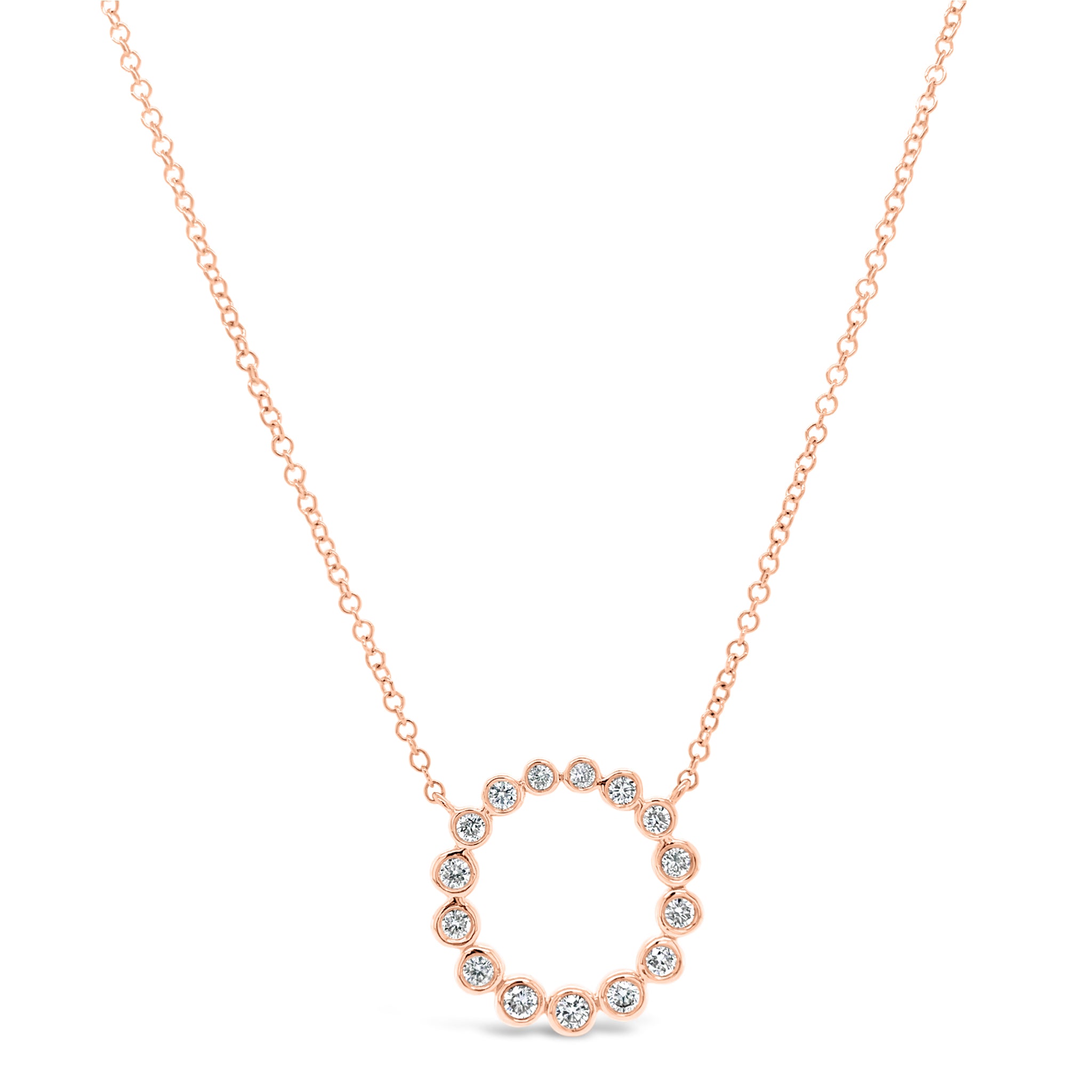 Bezel-Set Diamond Open Circle Pendant Necklace - Nuha Jewelers