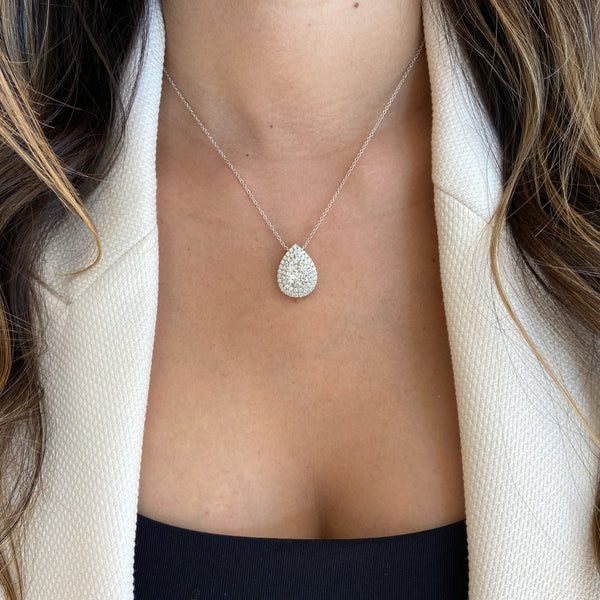 Pave Diamond Teardrop Pendant Necklace - Nuha Jewelers