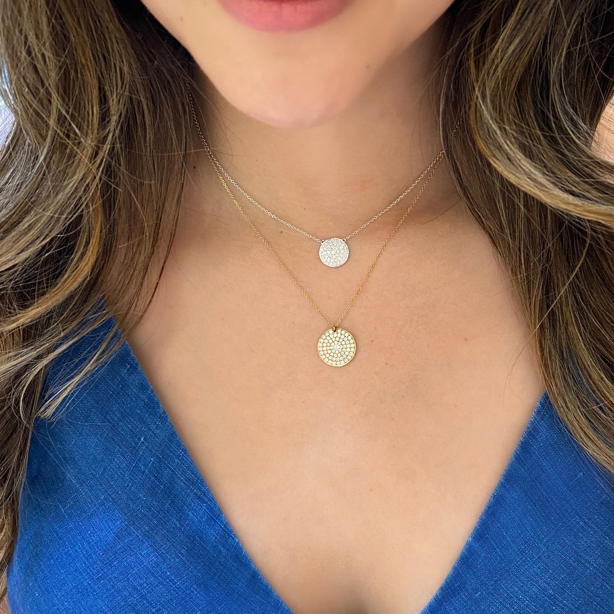 Diamond Disc Pendant Necklace