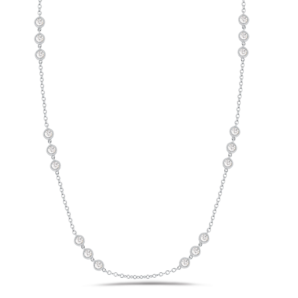 3 Station Diamond by the Yard Necklace with Antique Milgrain Lg size ...