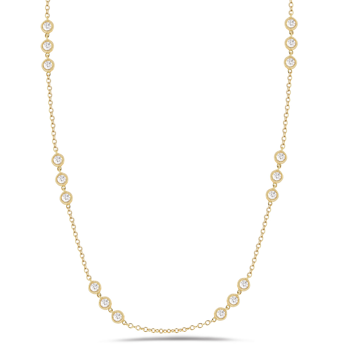 3 Station Diamond by the Yard Necklace with Antique Milgrain Lg size Nuha Jewelers