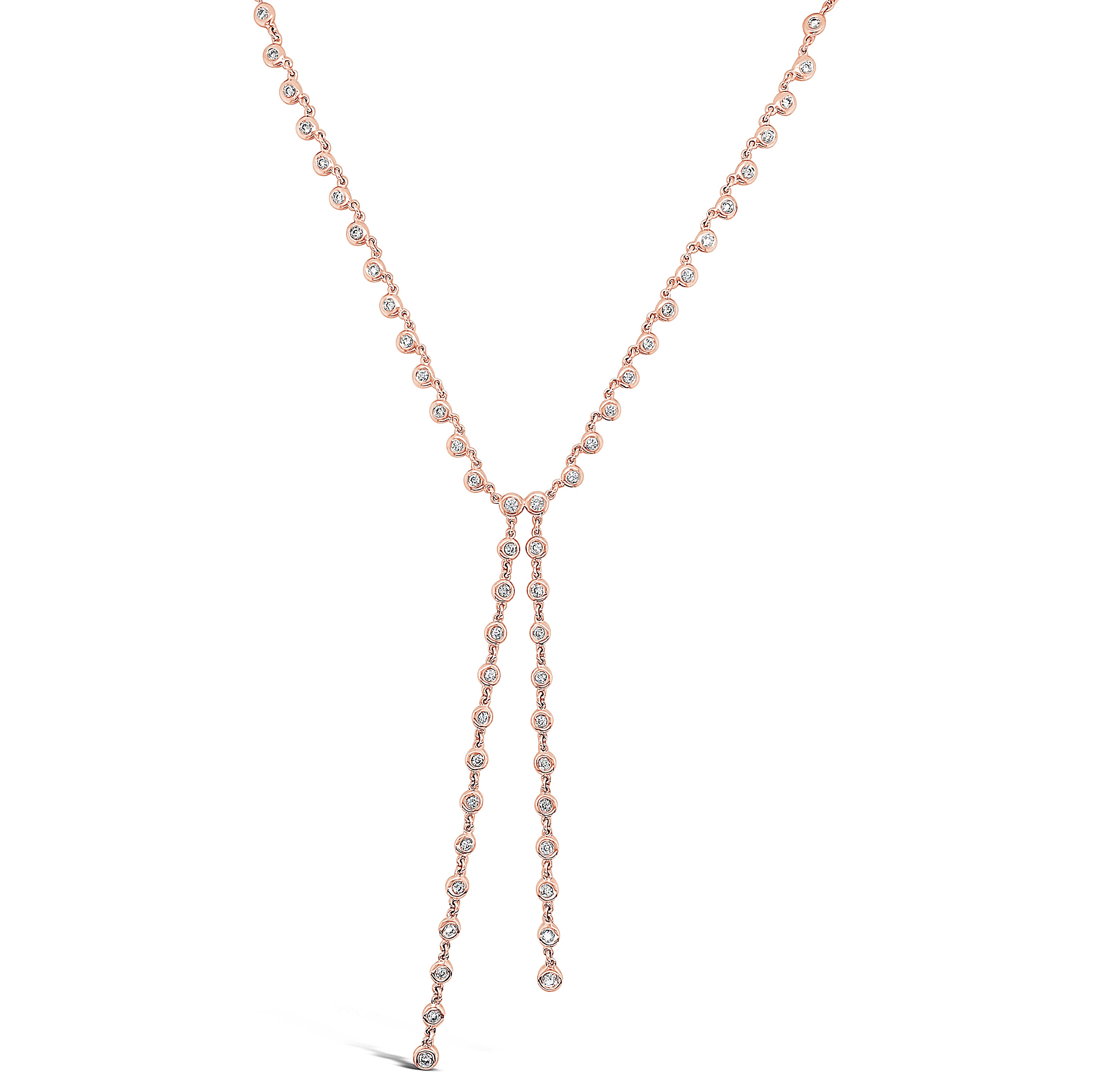 Bezel-Set Diamond Double Lariat Necklace - Nuha Jewelers