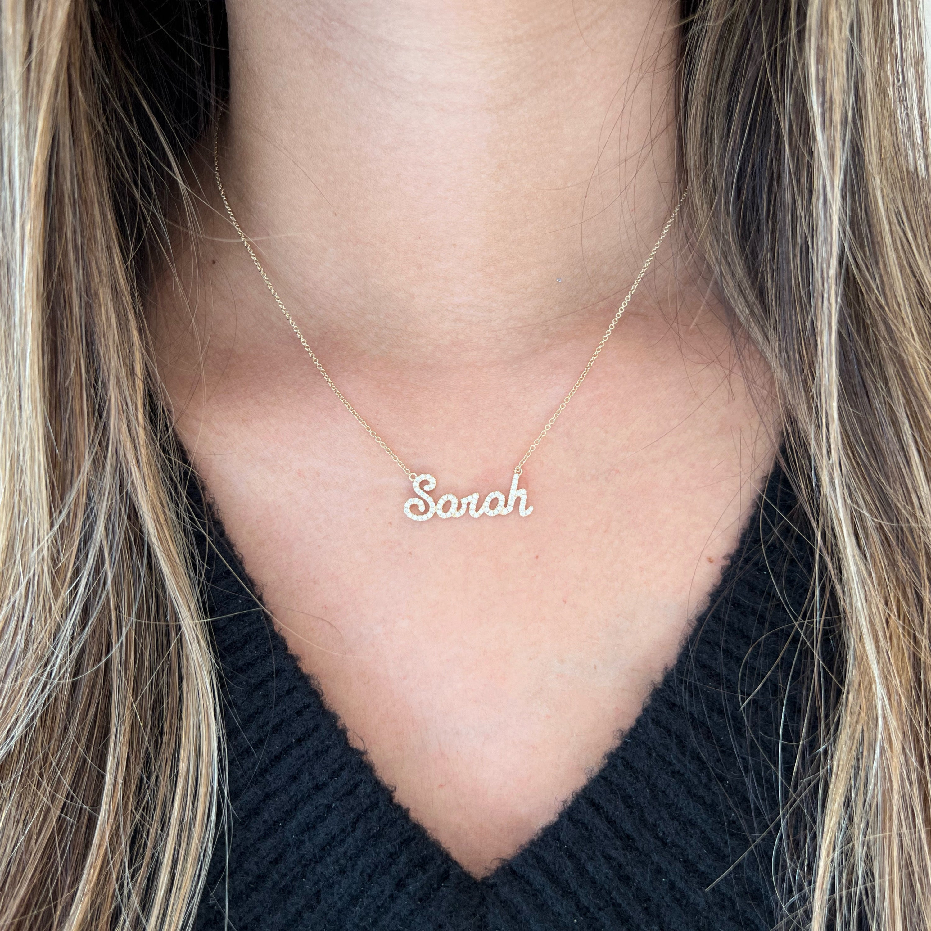 Cut Tone Nameplate Necklace - The M Jewelers