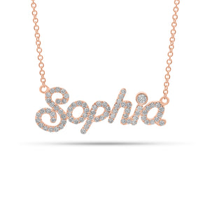 Diamond Nameplate Necklace  - 14K gold weighing 2.51 grams