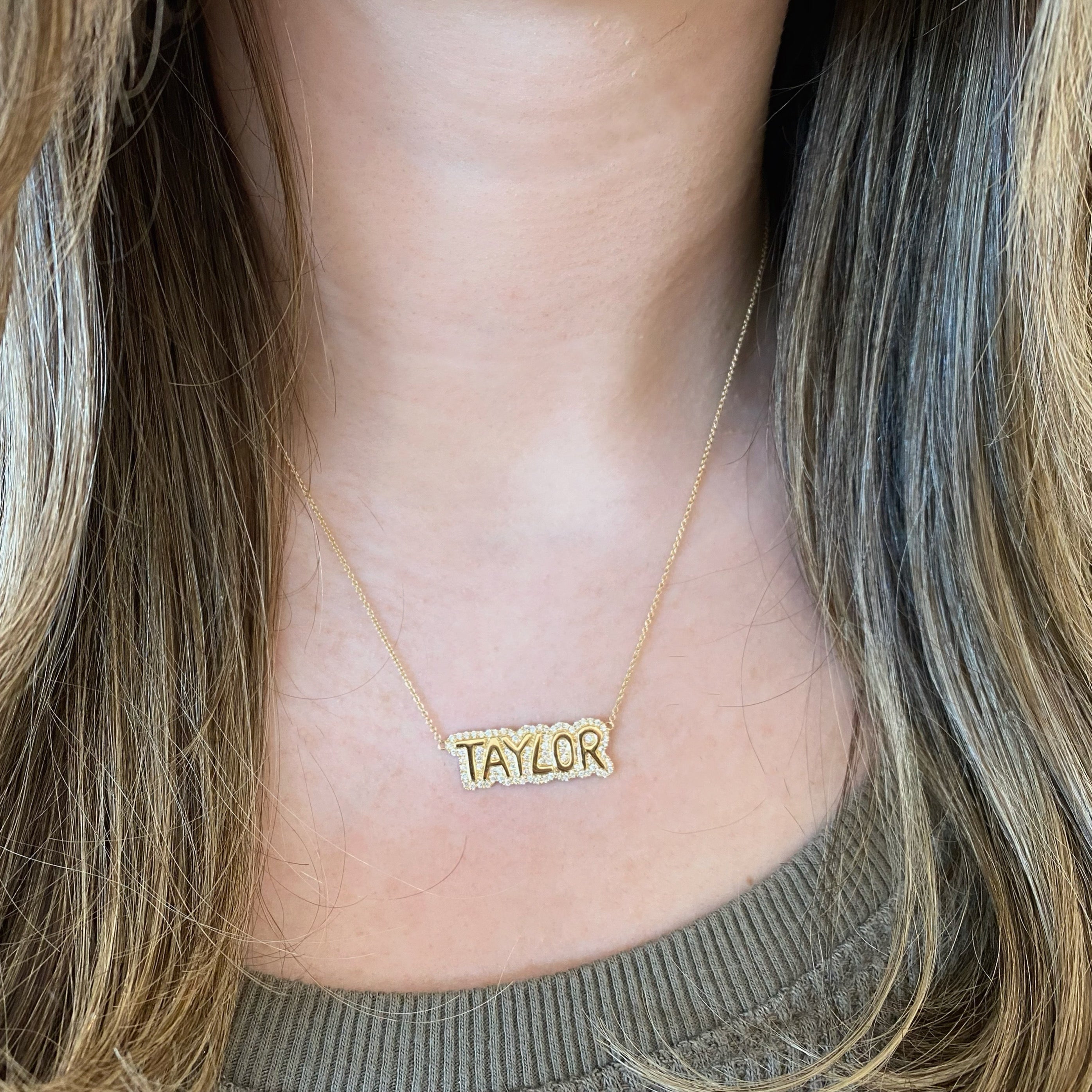 Cut Tone Nameplate Necklace - The M Jewelers