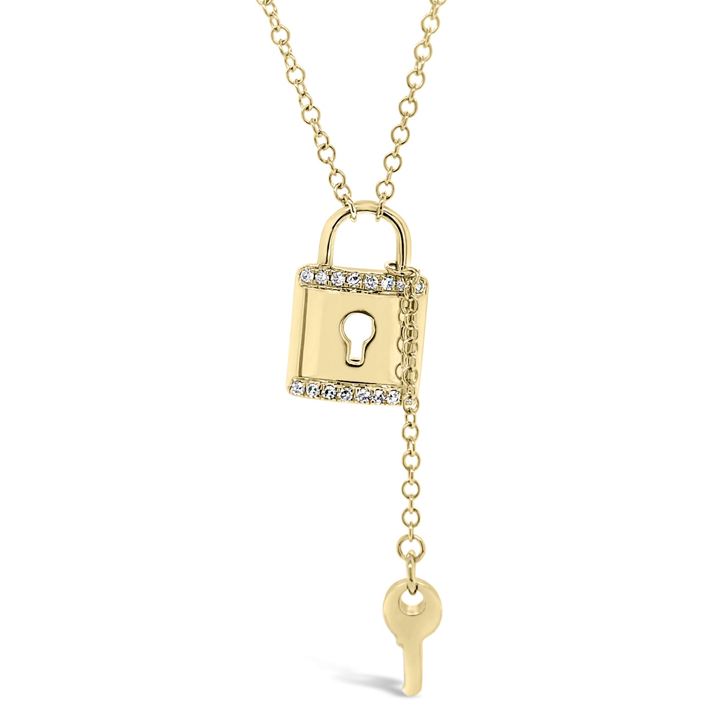 14K Two-Tone Heart Lock and Key Necklace