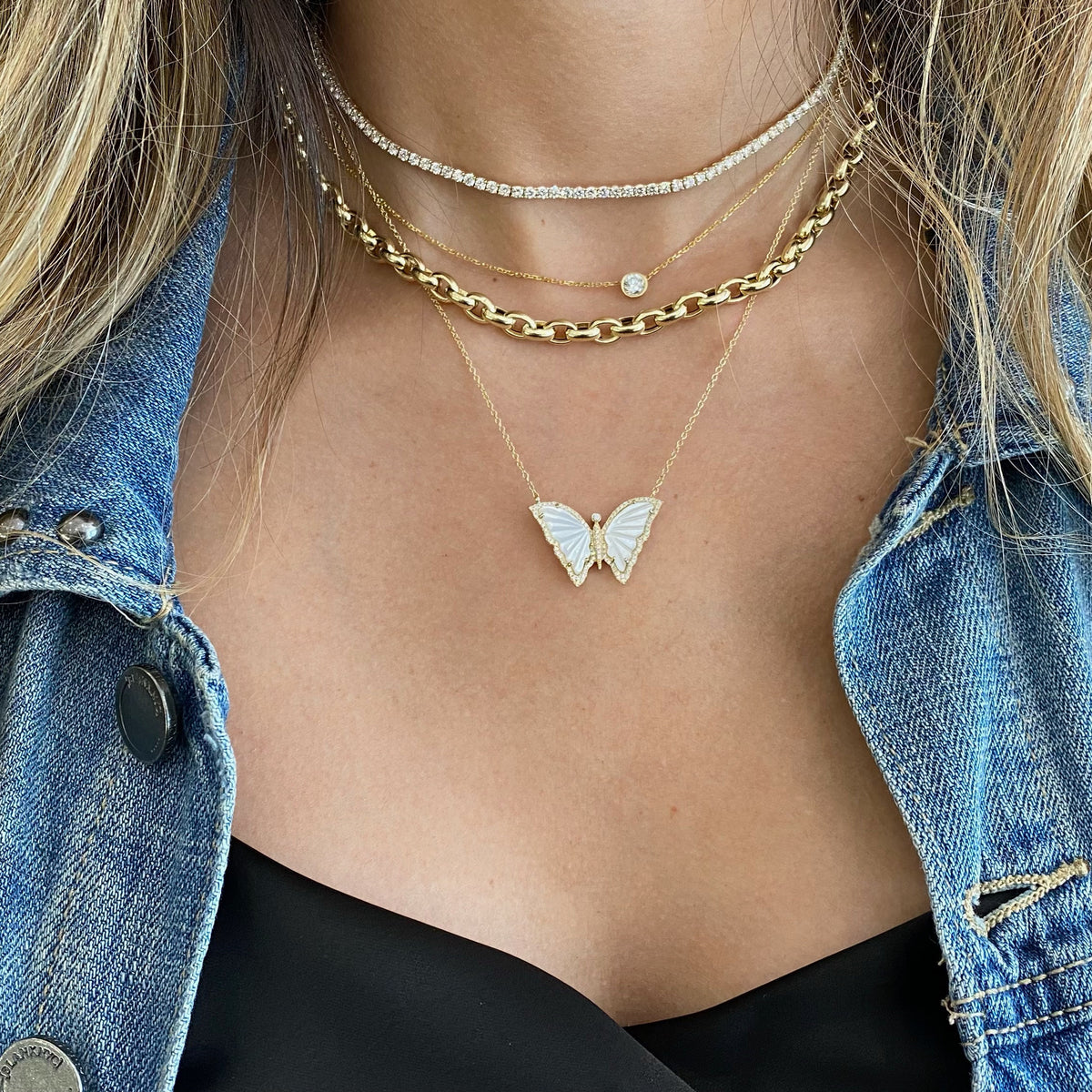 Diamond hot sale butterfly choker