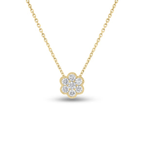 Dainty Diamond Cluster Flower Pendant Necklace in 14K Gold for Women (LP160) 18 Inches