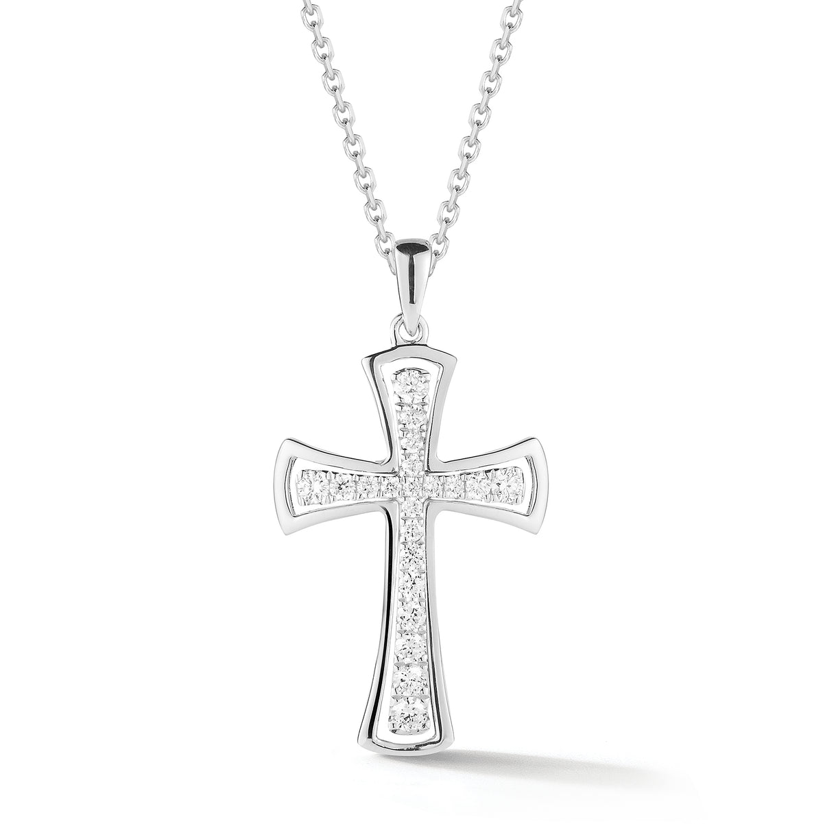 Diamond Cross Pendant Necklace with Gold Halo - Nuha Jewelers
