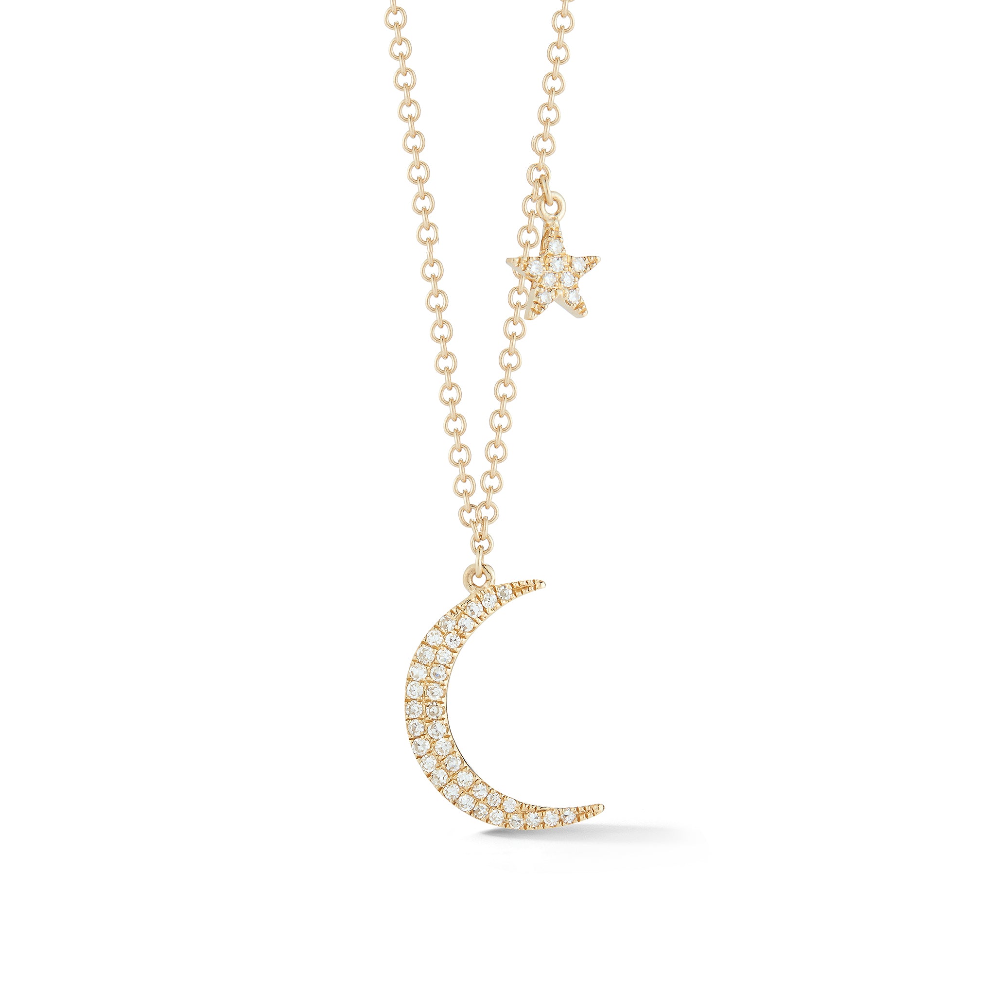 Diamond Moon & Star Necklace - Nuha Jewelers