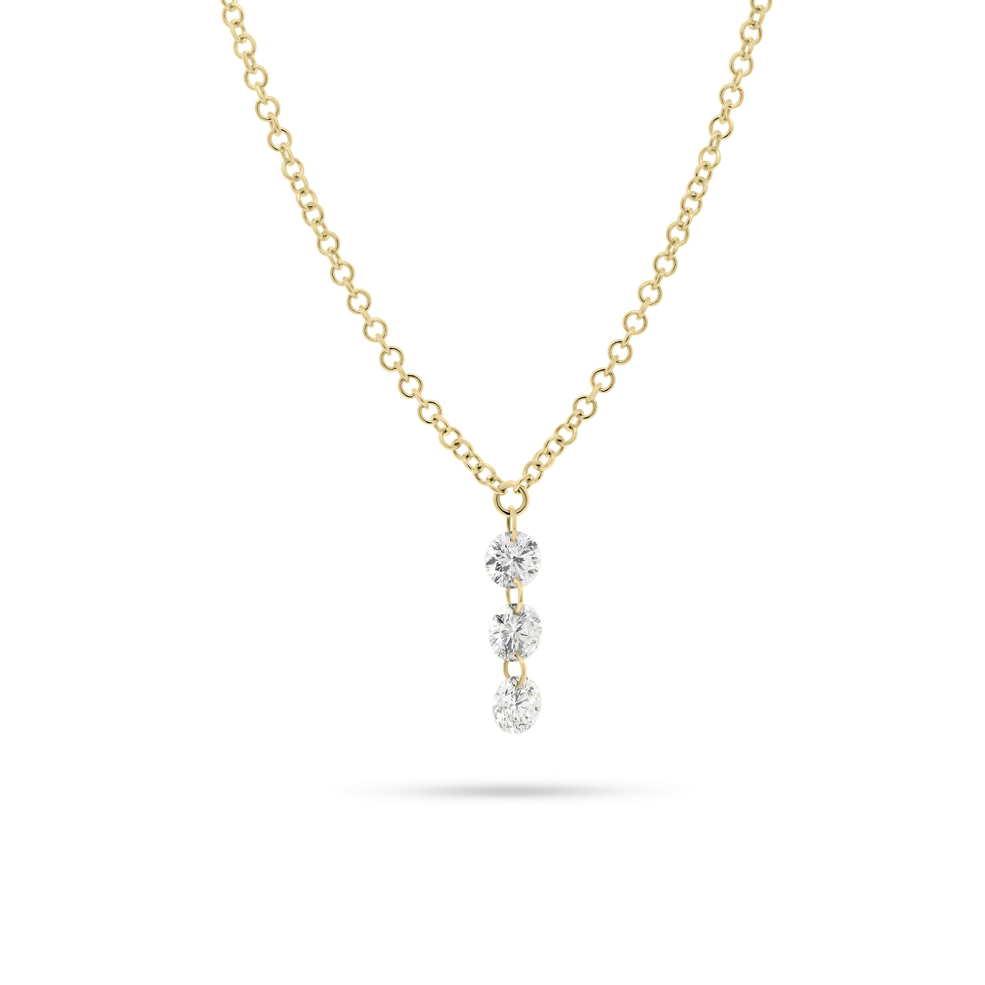 Floating Diamond Trio Pendant  - 14K gold  - diamonds totaling 0.26 carats