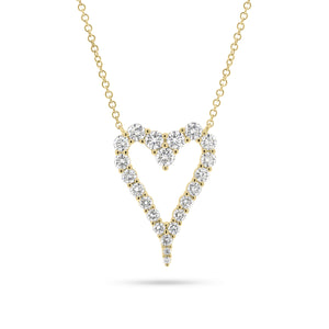 Diamond Open Elongate Heart Necklace  - 14K gold  - diamonds totaling 1.01 carats