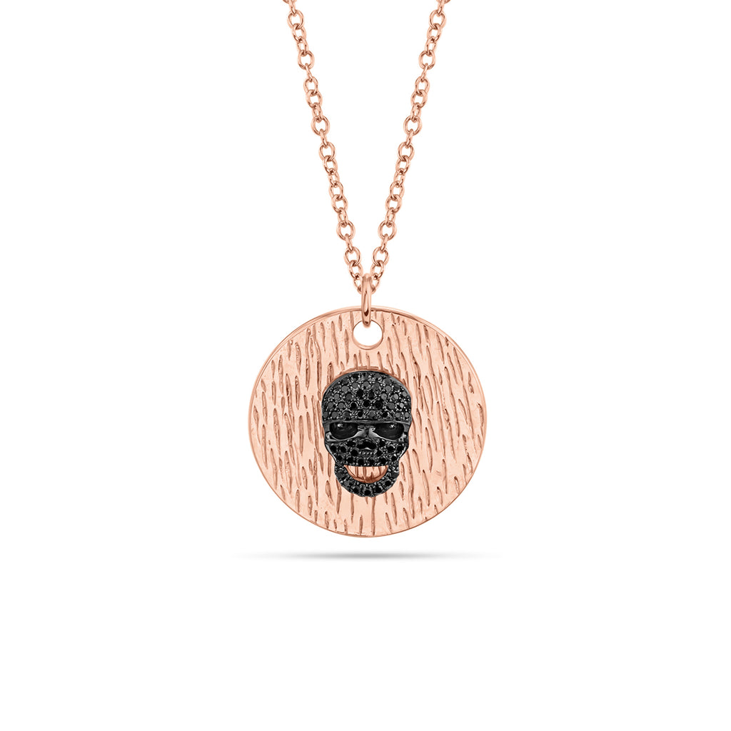 Rose gold skull on sale necklace