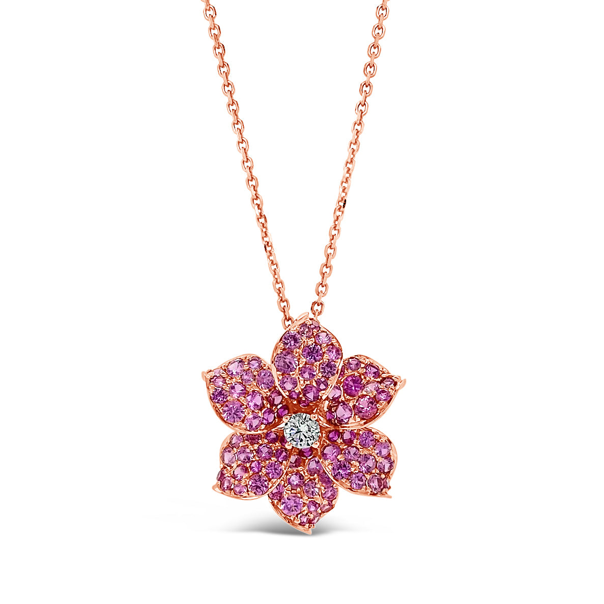 Pink Sapphire Necklace in Rose Gold KLENOTA