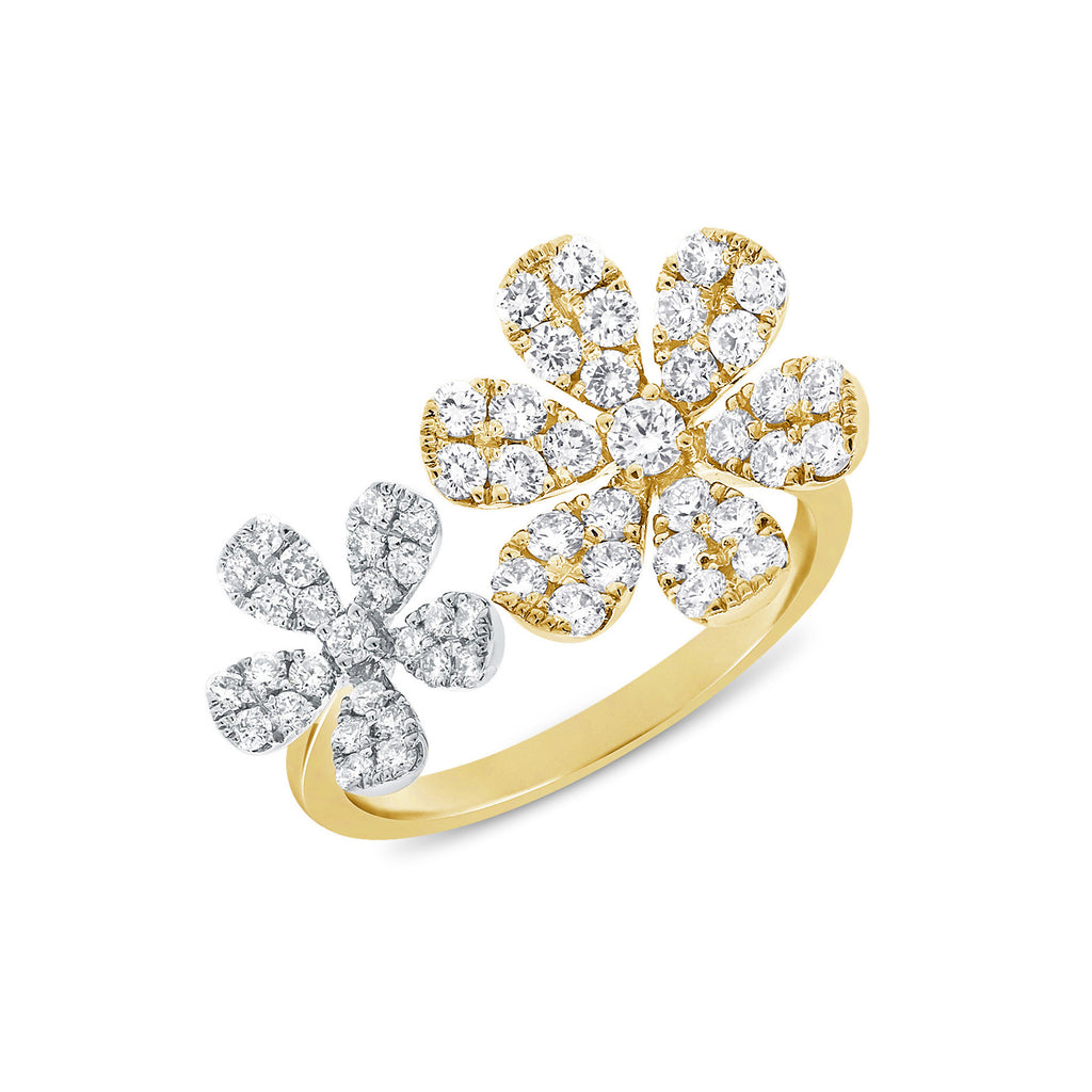 Diamond Flower Double Finger Ring