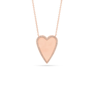 Diamond-Framed Elongated Heart Pendant  - 14K gold weighing 5.42 grams  - 58 round diamonds totaling 0.14 carats