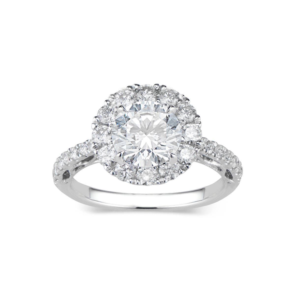 Halo Diamond Engagement Ring with Filigree - Nuha Jewelers