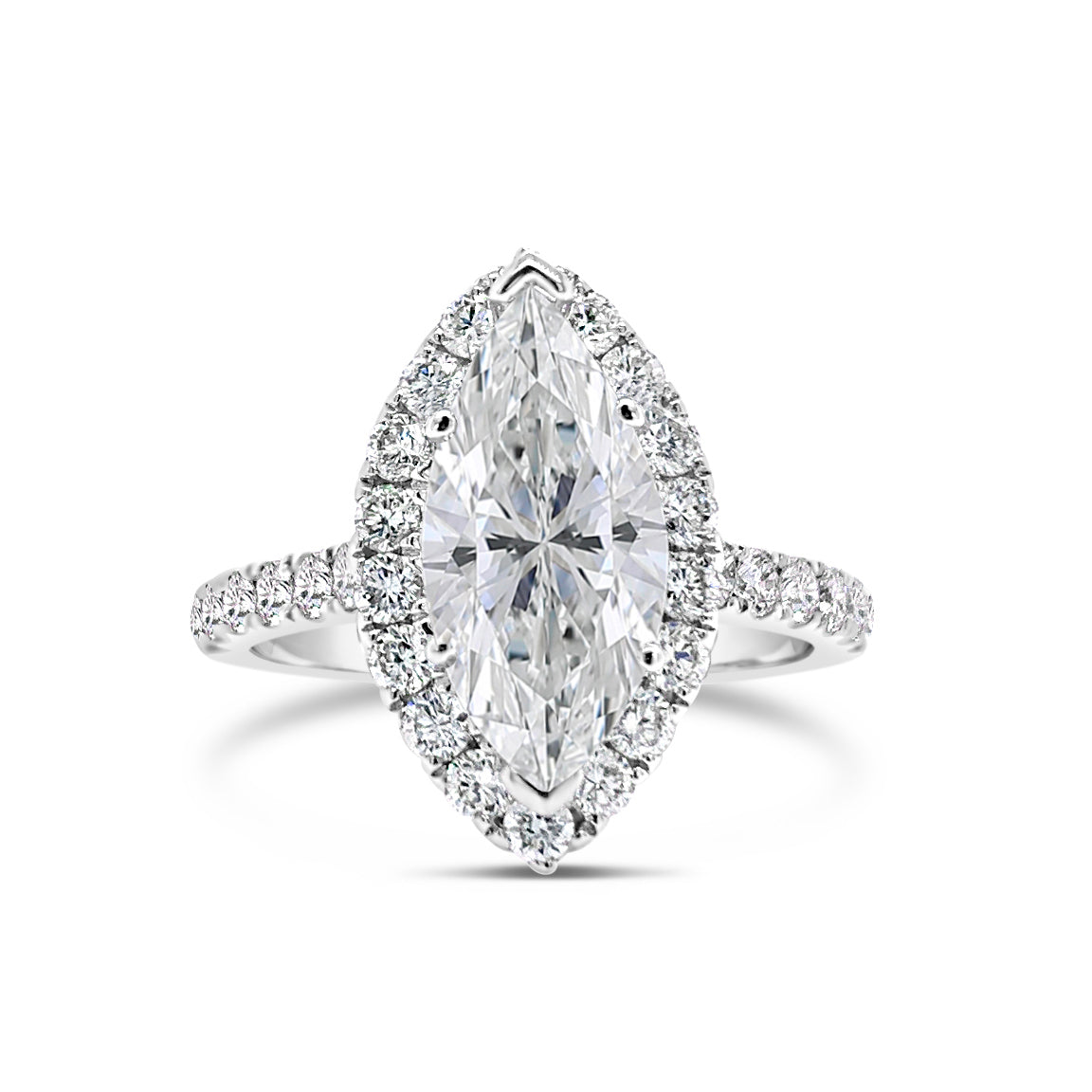 Marquise Diamond Straight Halo Engagement Ring, R1096W