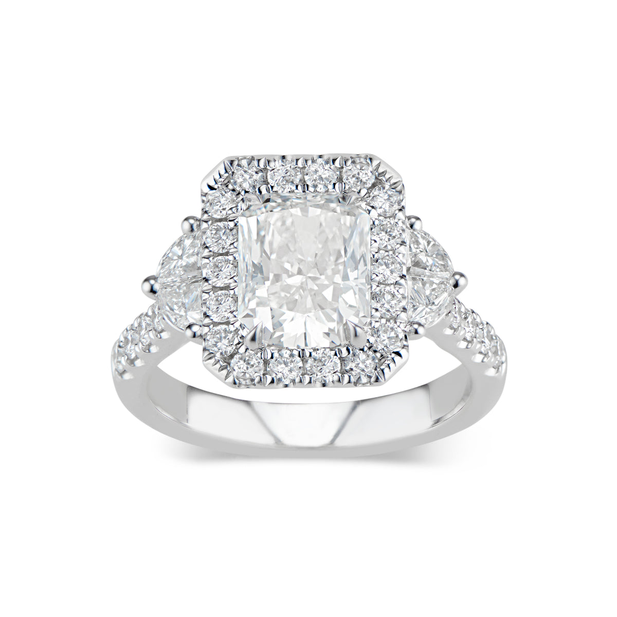 Elongated Radiant-Cut Diamond Engagement Ring - Nuha Jewelers