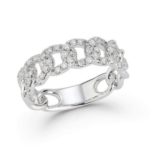 Diamond & Gold Curb Flexible Chain Ring - Nuha Jewelers